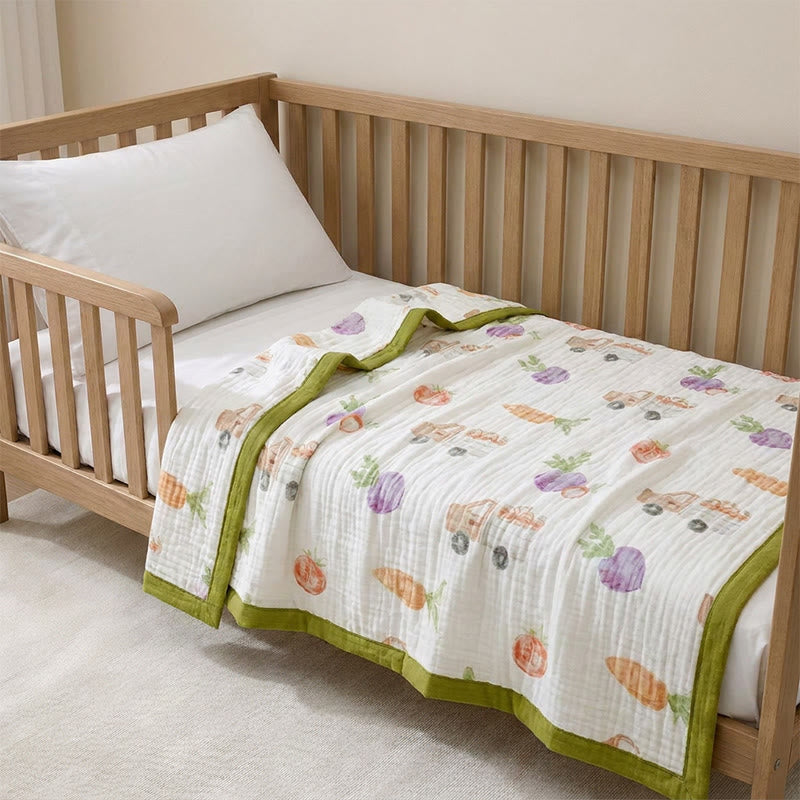 Garden Veggie Print Cotton Gauze Blanket