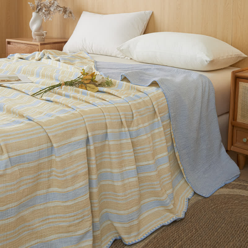 Soft Stripe Reversible Cotton Bedspread