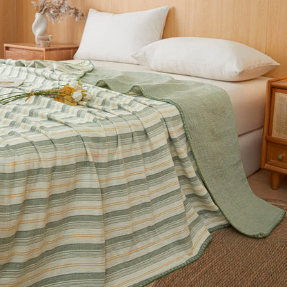 Soft Stripe Reversible Cotton Bedspread