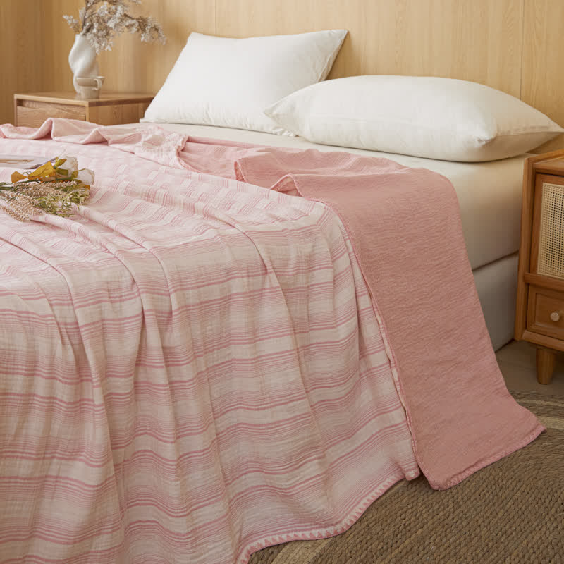 Soft Stripe Reversible Cotton Bedspread