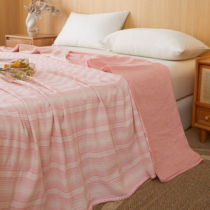 Soft Stripe Reversible Cotton Bedspread