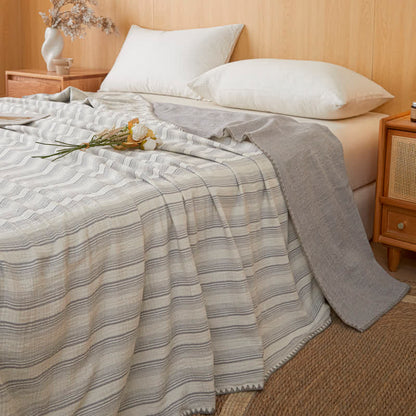 Soft Stripe Reversible Cotton Bedspread