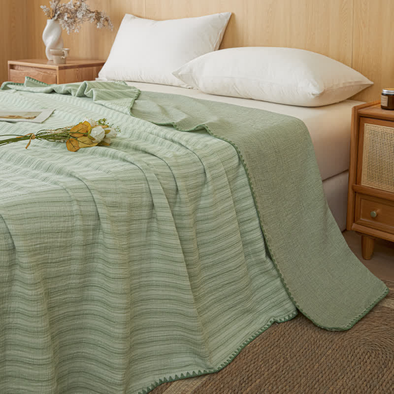 Soft Stripe Reversible Cotton Bedspread