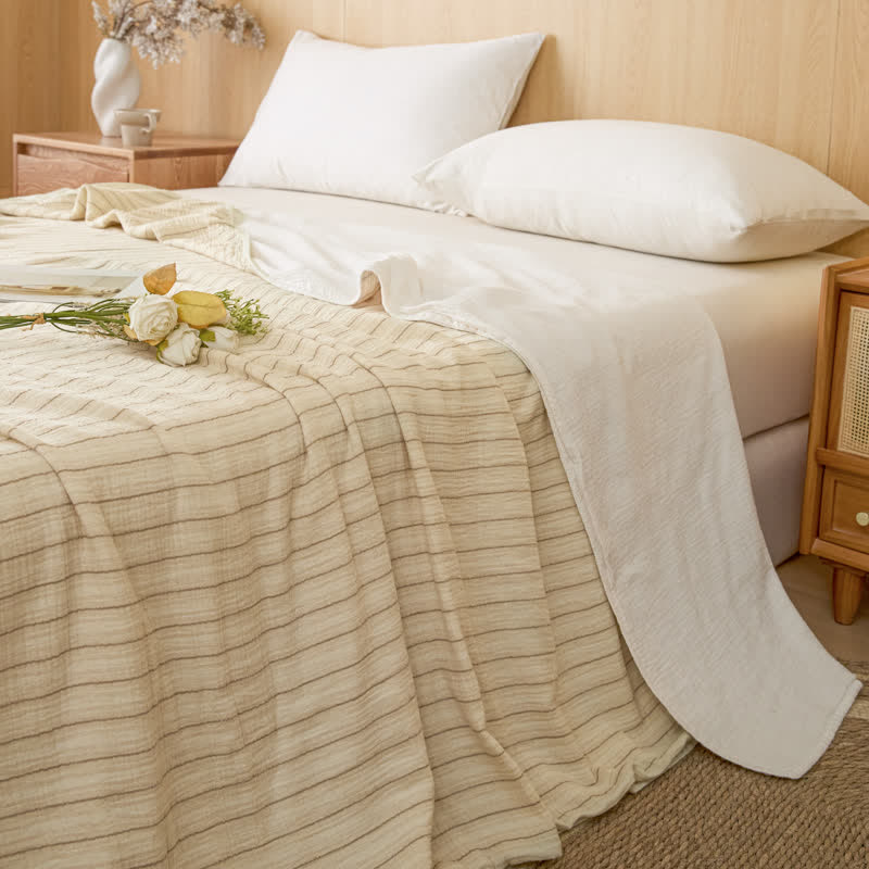 Soft Stripe Reversible Cotton Bedspread