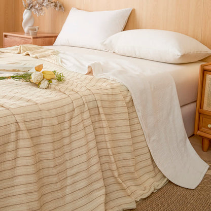 Soft Stripe Reversible Cotton Bedspread