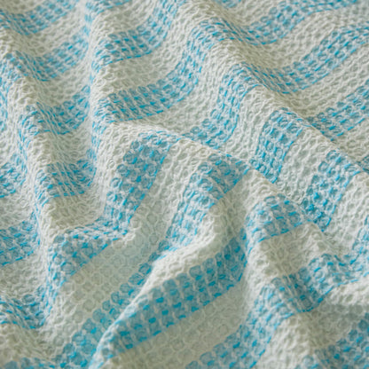 Textured Plaid Woven Bedspread with Scalloped Edge