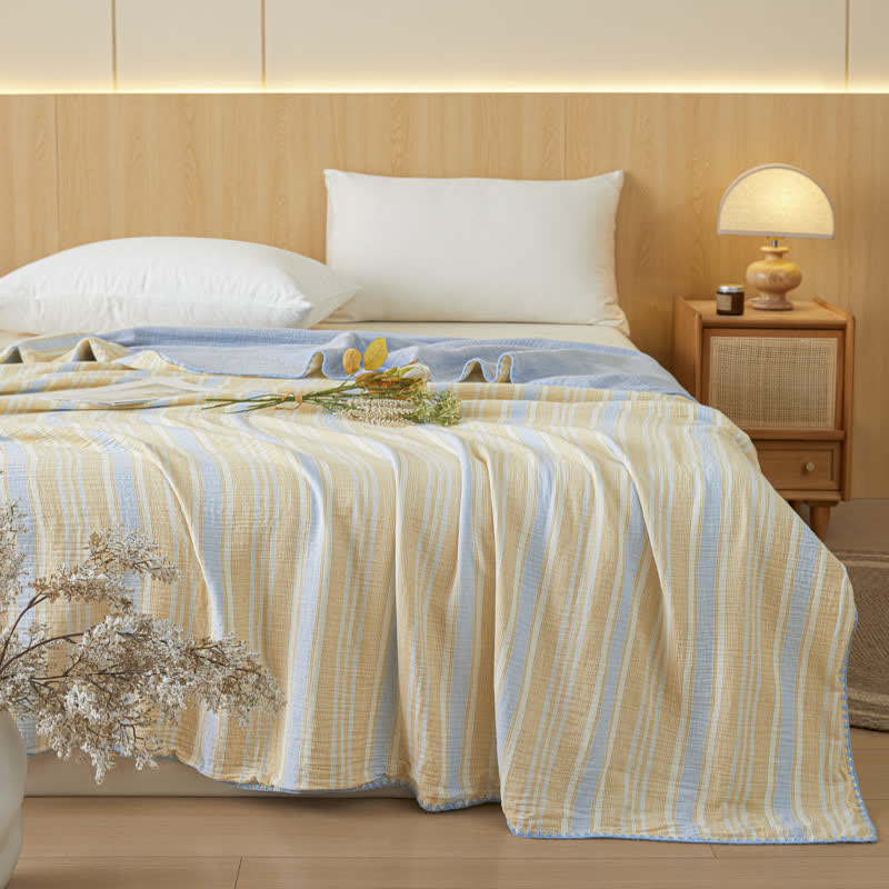 Soft Stripe Reversible Cotton Bedspread