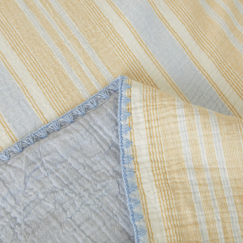 Soft Stripe Reversible Cotton Bedspread