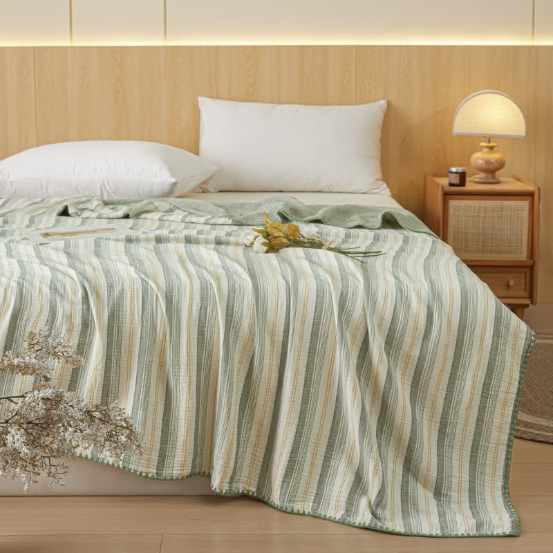Soft Stripe Reversible Cotton Bedspread