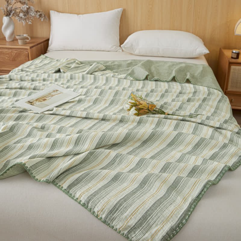 Soft Stripe Reversible Cotton Bedspread