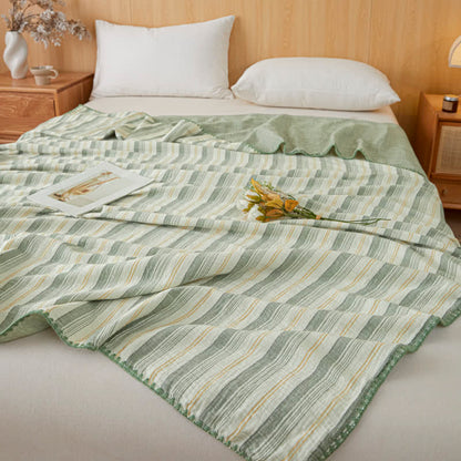 Soft Stripe Reversible Cotton Bedspread