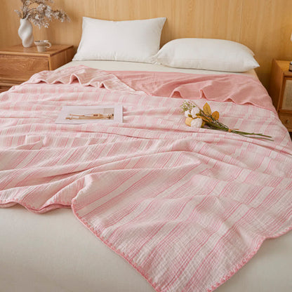 Soft Stripe Reversible Cotton Bedspread