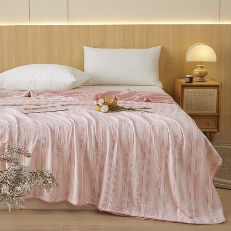 Soft Stripe Reversible Cotton Bedspread