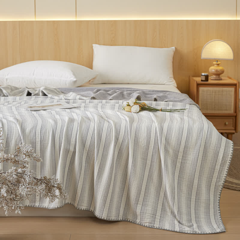 Soft Stripe Reversible Cotton Bedspread
