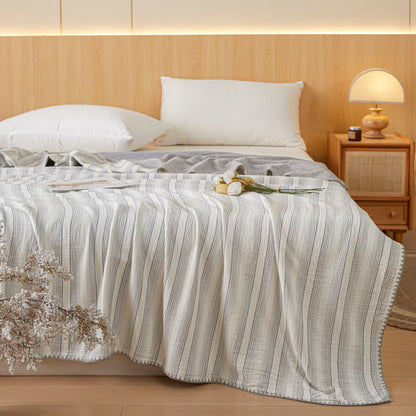 Soft Stripe Reversible Cotton Bedspread