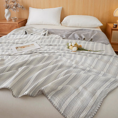 Soft Stripe Reversible Cotton Bedspread