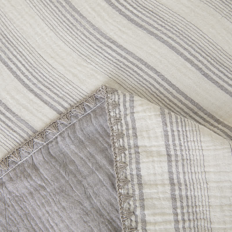 Soft Stripe Reversible Cotton Bedspread