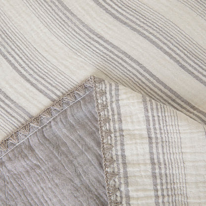 Soft Stripe Reversible Cotton Bedspread