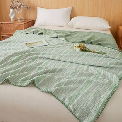 Soft Stripe Reversible Cotton Bedspread