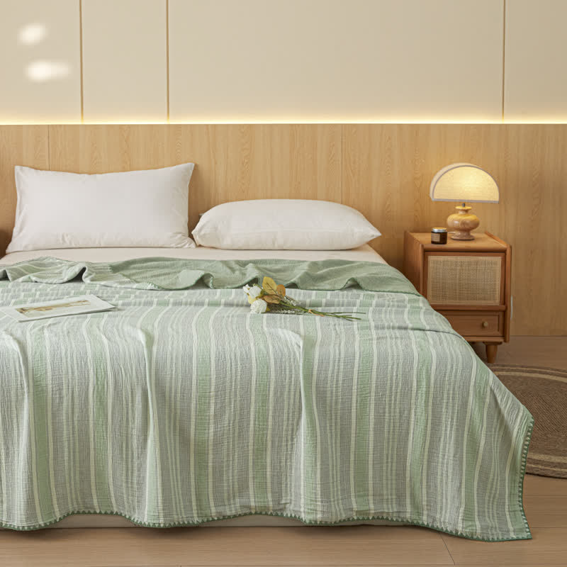 Soft Stripe Reversible Cotton Bedspread