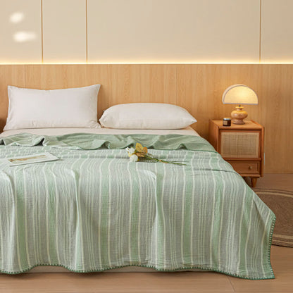Soft Stripe Reversible Cotton Bedspread