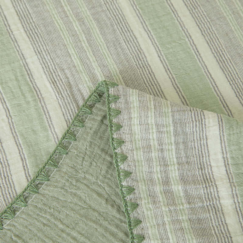 Soft Stripe Reversible Cotton Bedspread