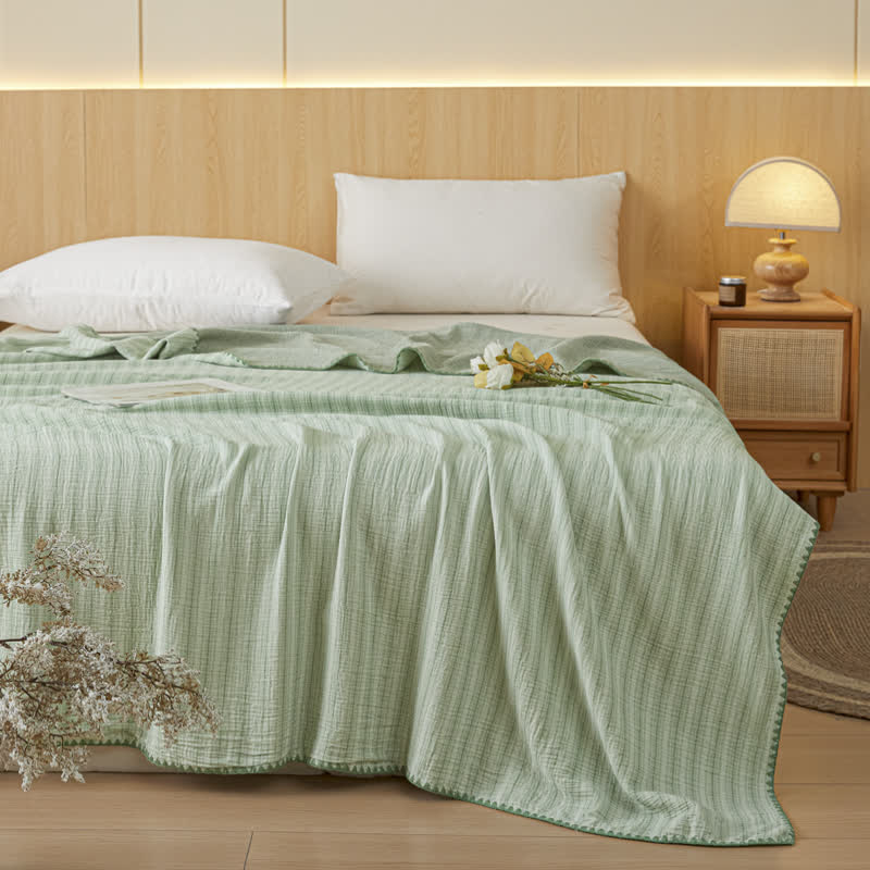 Soft Stripe Reversible Cotton Bedspread