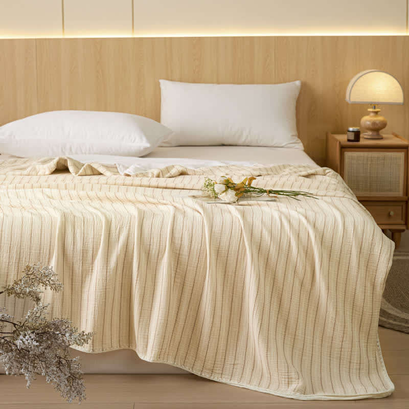 Soft Stripe Reversible Cotton Bedspread