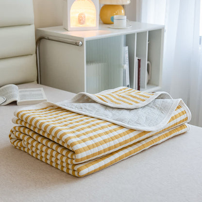 Blush Stripe Quilted Cotton Bedspread