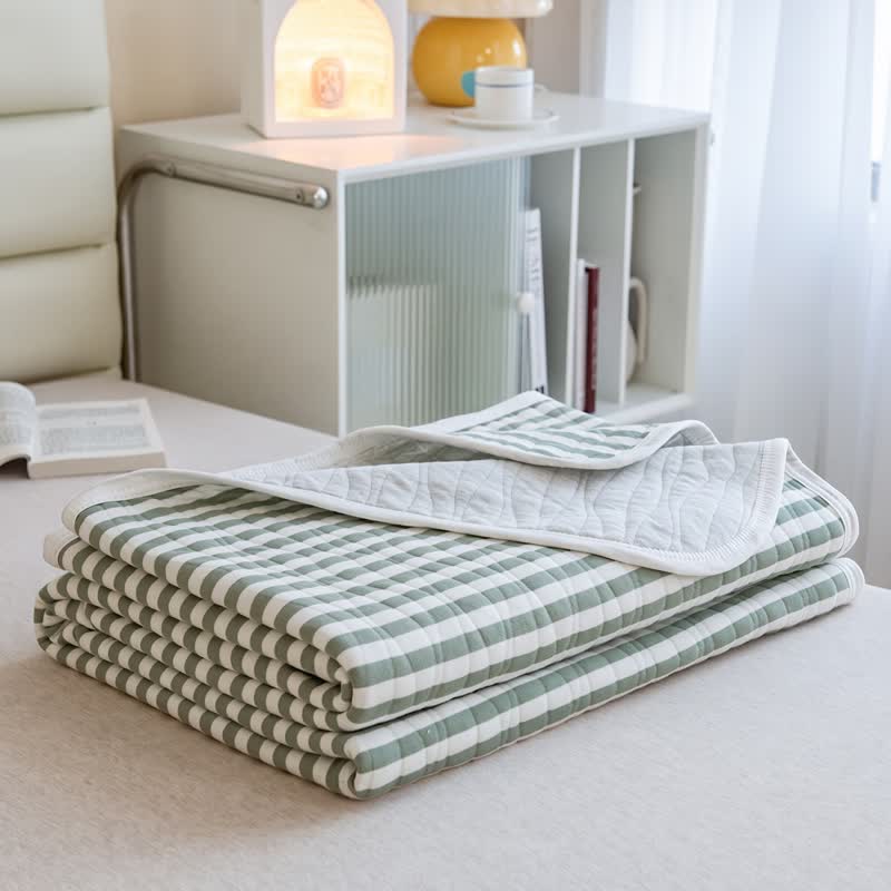 Blush Stripe Quilted Cotton Bedspread