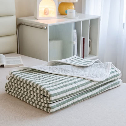 Blush Stripe Quilted Cotton Bedspread