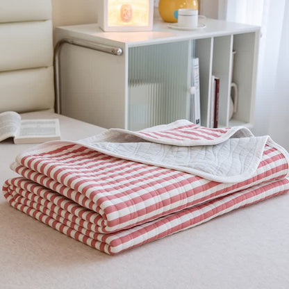 Blush Stripe Quilted Cotton Bedspread