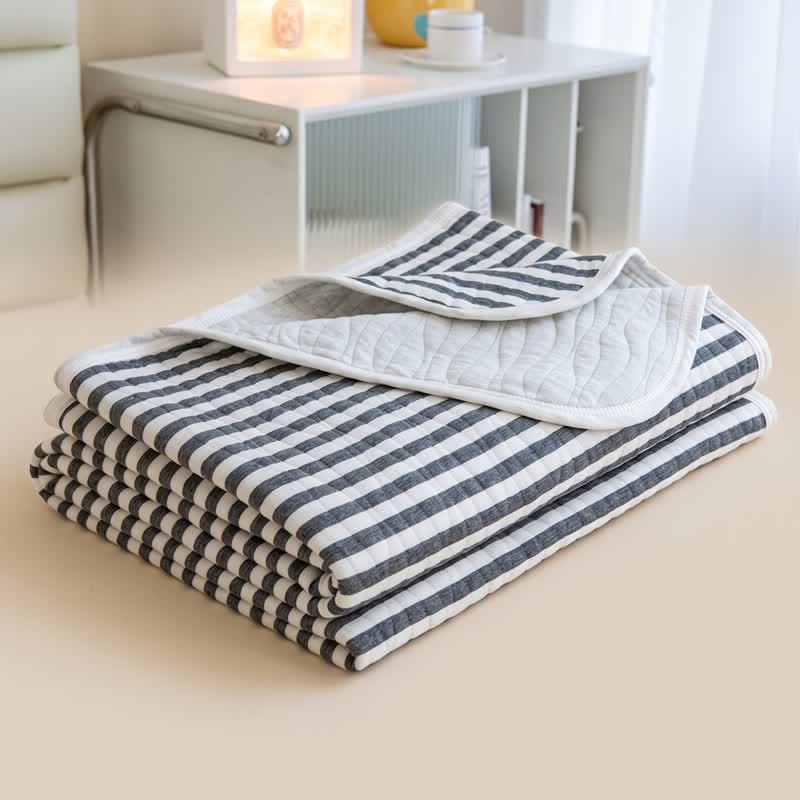 Blush Stripe Quilted Cotton Bedspread