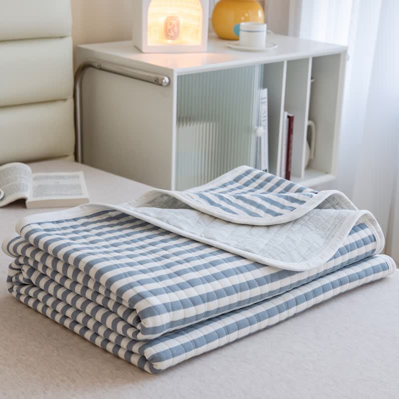 Blush Stripe Quilted Cotton Bedspread