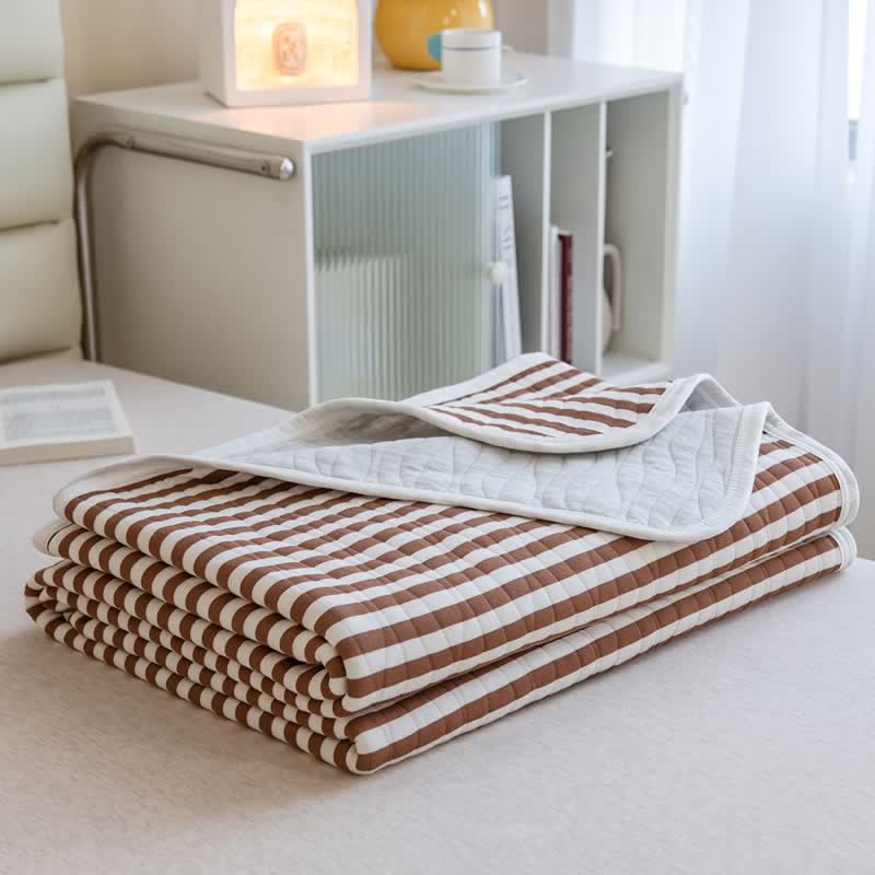 Blush Stripe Quilted Cotton Bedspread