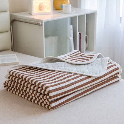 Blush Stripe Quilted Cotton Bedspread