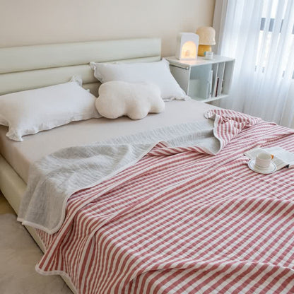 Blush Stripe Quilted Cotton Bedspread