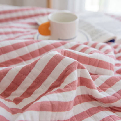 Blush Stripe Quilted Cotton Bedspread