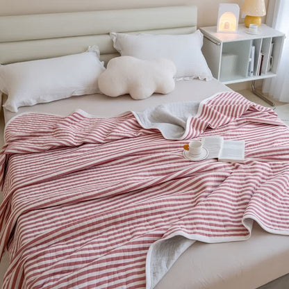 Blush Stripe Quilted Cotton Bedspread