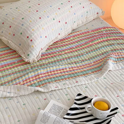 Cream Confetti Dot Washed Lyocell Lightweight Quilt