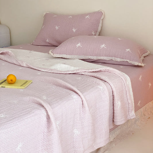 Ruffled Bow Quilted Lyocell Summer Quilt