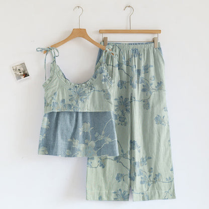 Vintage Floral Cotton Cami Loungewear Set