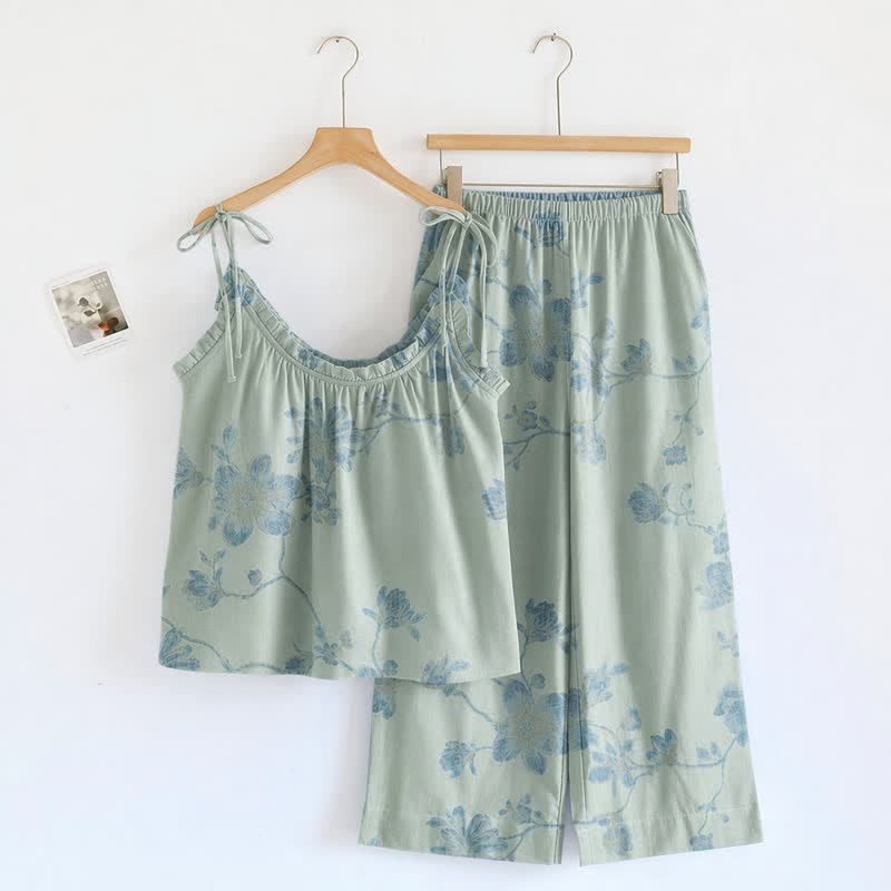 Vintage Floral Cotton Cami Loungewear Set
