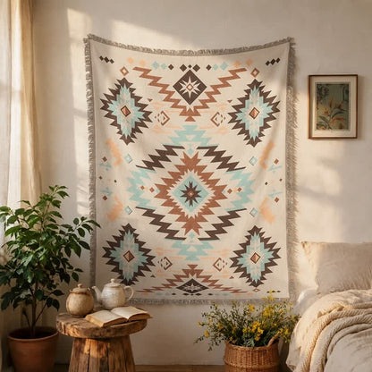 Bohemian Southwest Geometric Tasseled Decorative Throw