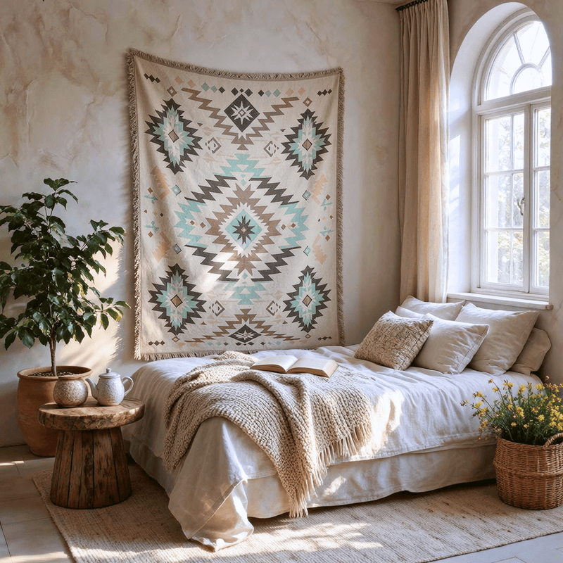 Bohemian Southwest Geometric Tasseled Decorative Throw