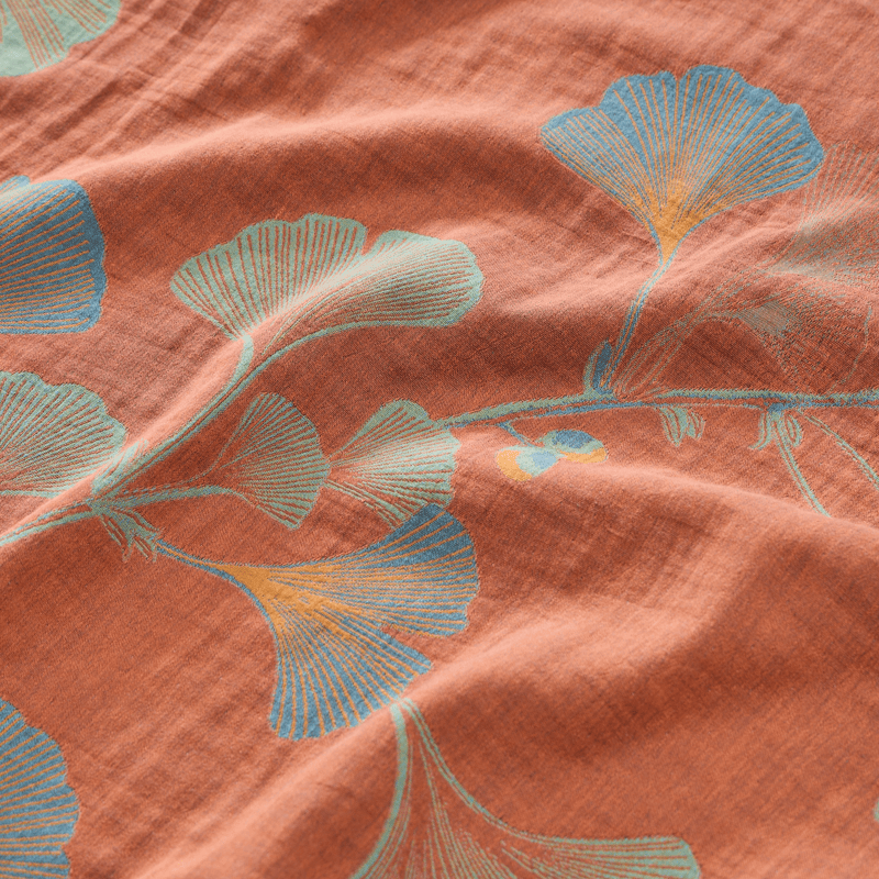 Retro Ginkgo Leaf Cotton Reversible Bedding Set
