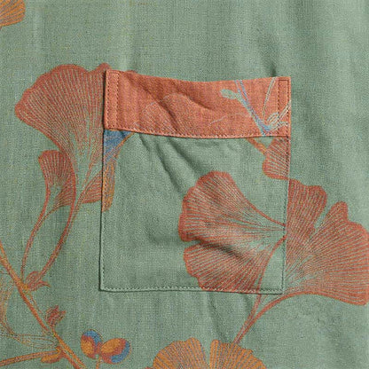 Retro Ginkgo Leaf Cotton Kimono Robe