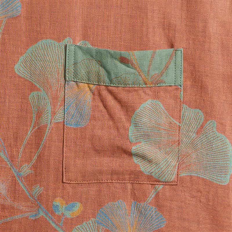 Retro Ginkgo Leaf Cotton Kimono Robe