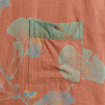 Retro Ginkgo Leaf Cotton Kimono Robe
