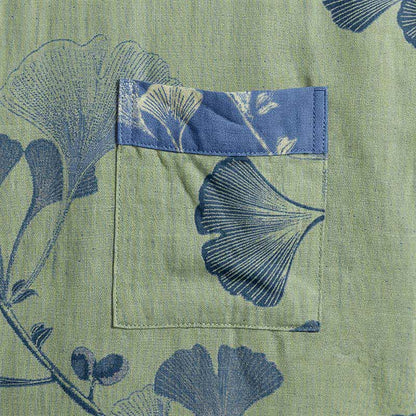 Retro Ginkgo Leaf Cotton Kimono Robe